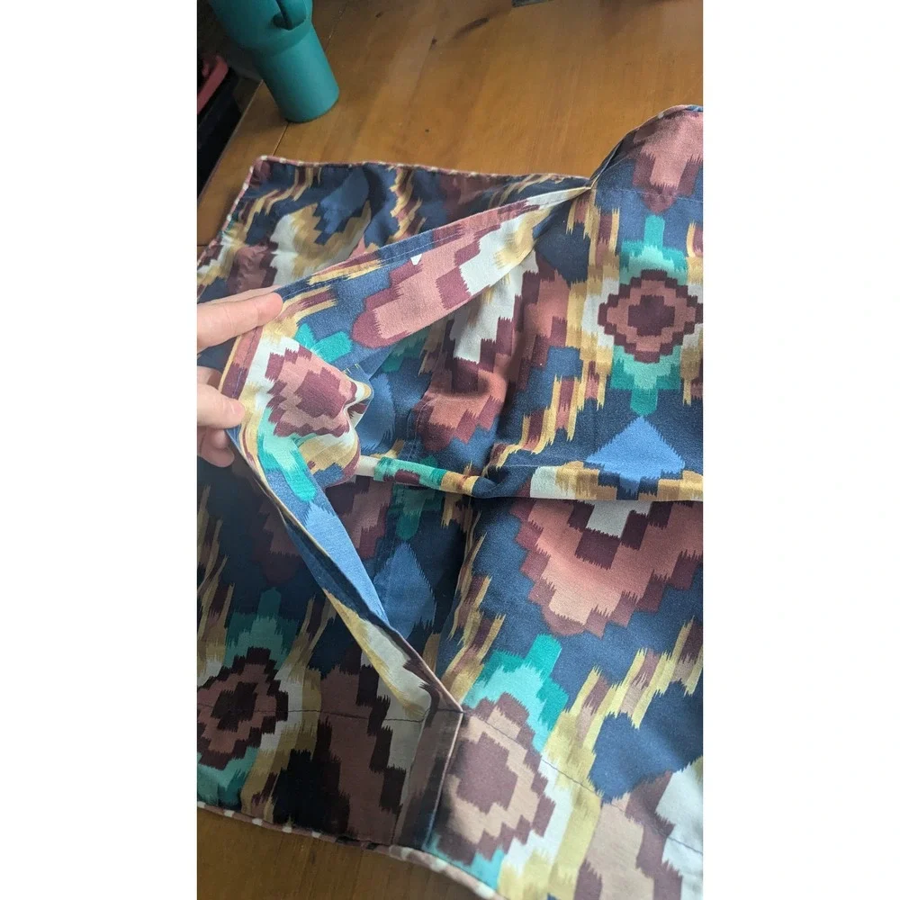 90 Southwestern‎ Ikat Pillow Shams Set of 2 Blue Brown Teal Geometric 26x30 Euro